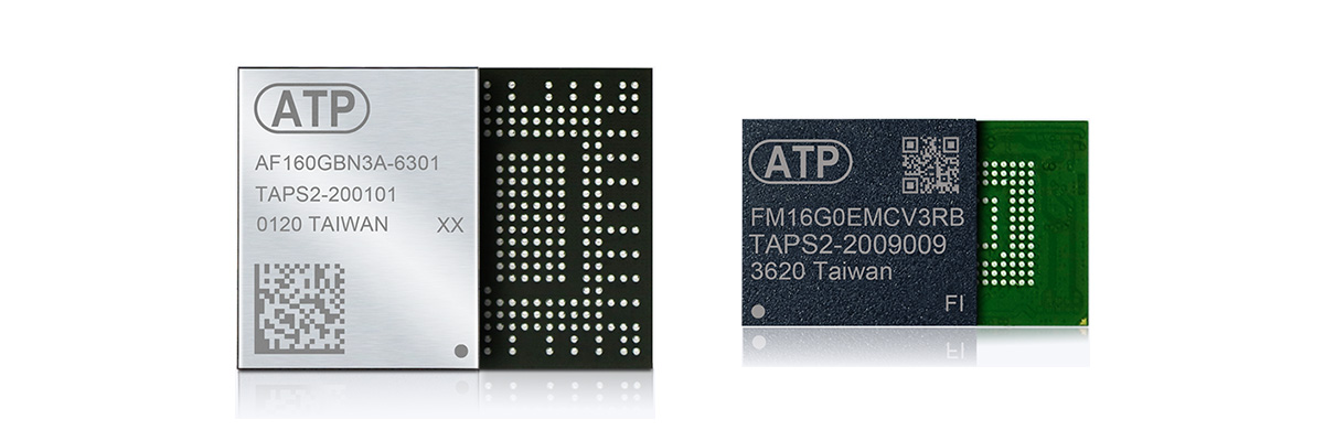 ATP ElectronicsのマネージドNAND製品の一覧画像。異なるモデルのNANDが並んでいる
