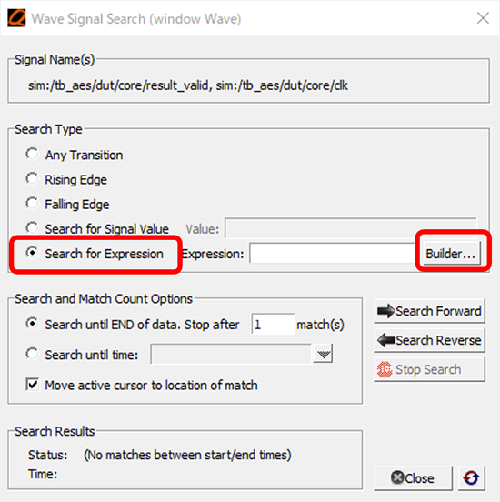 Search for Expressionを選択しBuilderボタンを押す