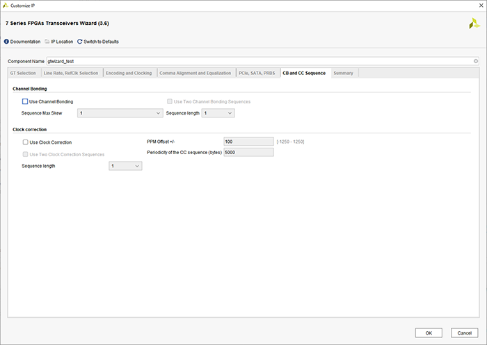 CB and CC Sequenceは、Defaultのままにします