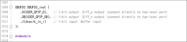 EXAMPLEデザインのTOPファイルgtwizard_test_exdes.v にOBUFDSを追加します