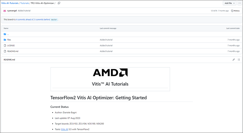 Vitis™ AI Tutorial（TensorFlow2 Vitis AI Optimizer）